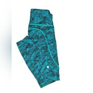 Lululemon Tight Stuff Tight II – Kitakami Viridian GreenBlackSize 4 (Rare Print)